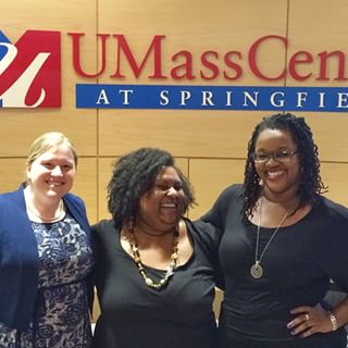 Katelyn hangs out with Lioness owners Natasha and Dawn earlier this year during a strategic planning session at the UMass Center in Springfield.