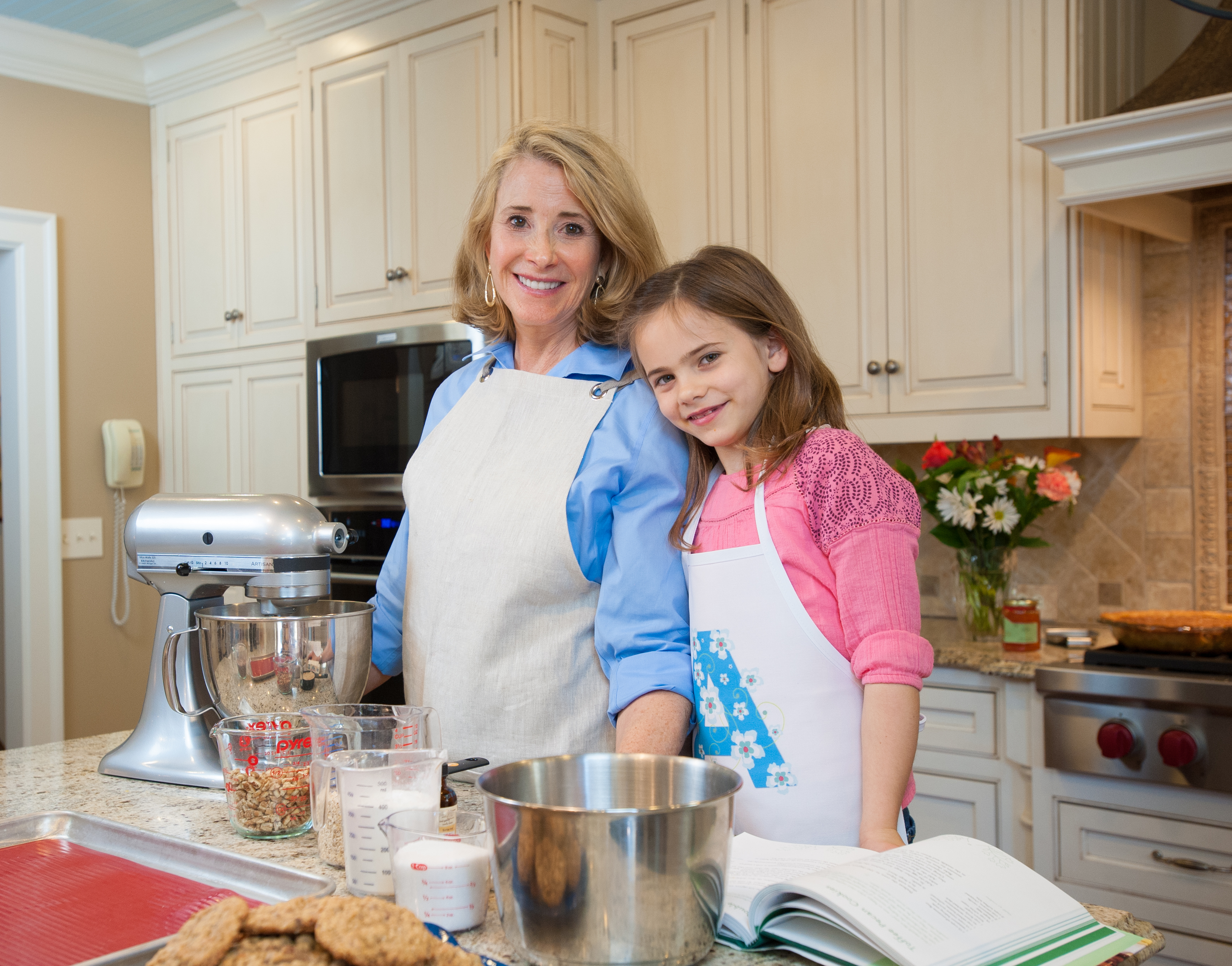 Mary Pearson baking with granddaughter Adeline