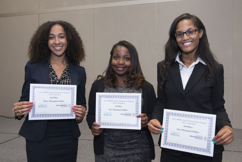 2015 WBENC SEP Pitch Competition Winner Fon Powell (center); second place Jasmine Curtis (left); and third place Naomi Thomas (right). (PRNewsFoto/WBENC)