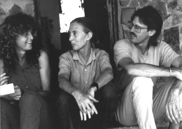 Judi Wineland with Jane Goodall and Rick  Thomson in Tanzania
