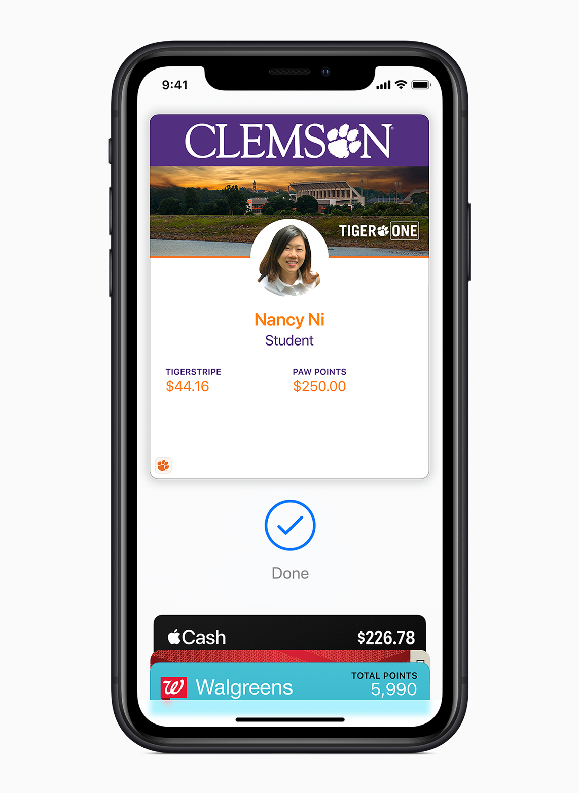 Apple brings student IDs to iPhone and Apple Watch clemson student ID screen 081319