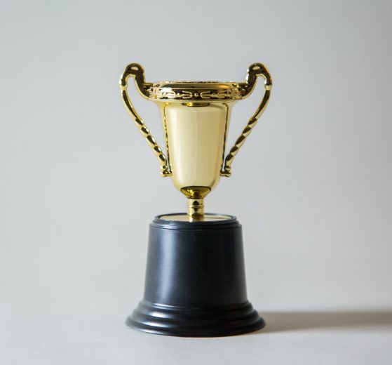 The image shows a gold trophy.