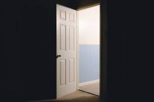 A photo of an open door, representing remote work opportunities
