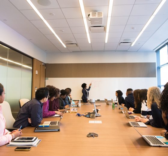 Diverse conference room meeting