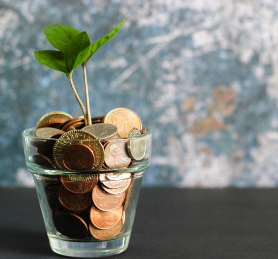 Coins in cup