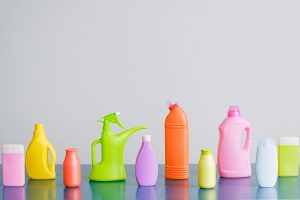 A photo of cleaning products, representing invisible labor