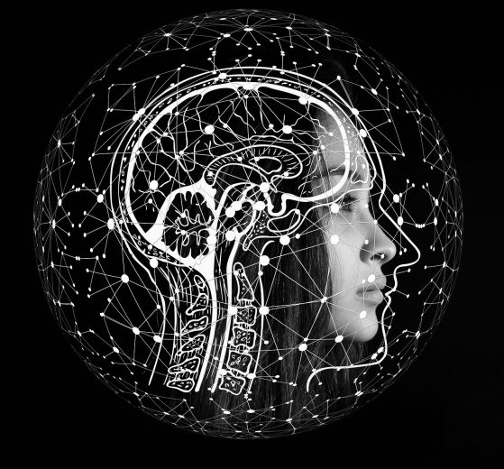 An outline of a human head to representartificial intelligence