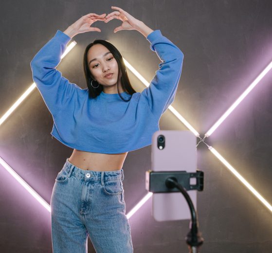 An influencer posing