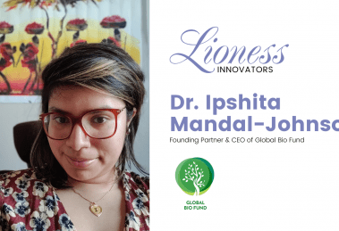 The title card for Dr. Ipshita Mandal-Johnson, CEO of the Global Bio Fund