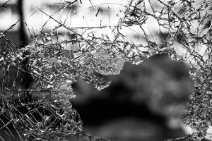 Smashed glass, representing the glass ceiling