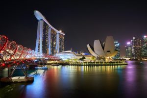 Singapore skyline at night, represent P&G and WEConnect International Women Entrepreneurs Academy