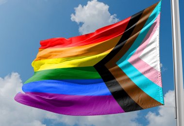 pride flag blowing in wind
