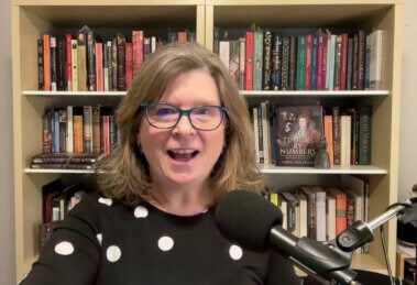 CAL bookshelf and mic 2024 Carol Ann Lloyd Stanger upscaled